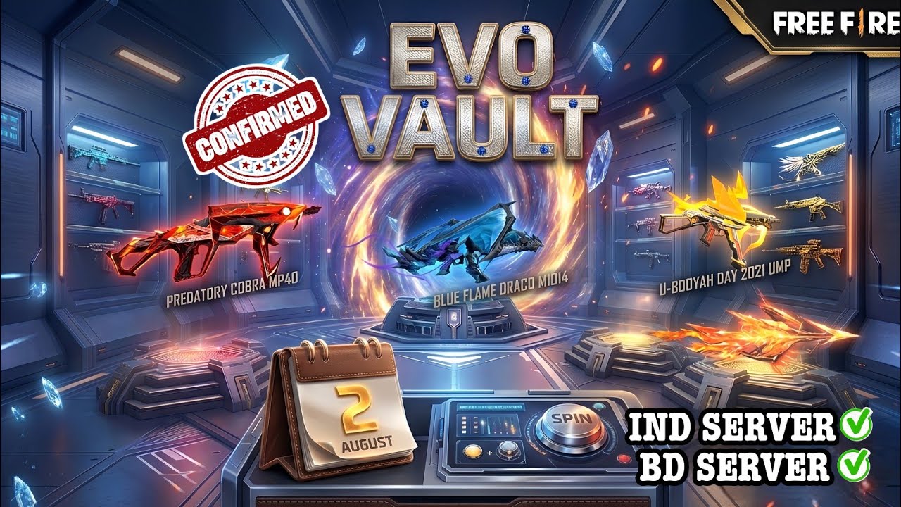 NEXT AUGUST MONTH EVO VAULT EVENT FREE FIRE 2026 | 2 AUGUST 100% CONFIRM FF NEW EVO VAULT GUN SKIN