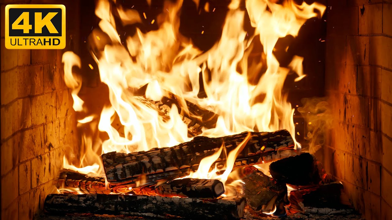 🔥 КАМИН, УЮТ И СПОКОЙСТВИЕ без музыки, с живым потрескиванием и тёплым светом (Fireplace 4K)
