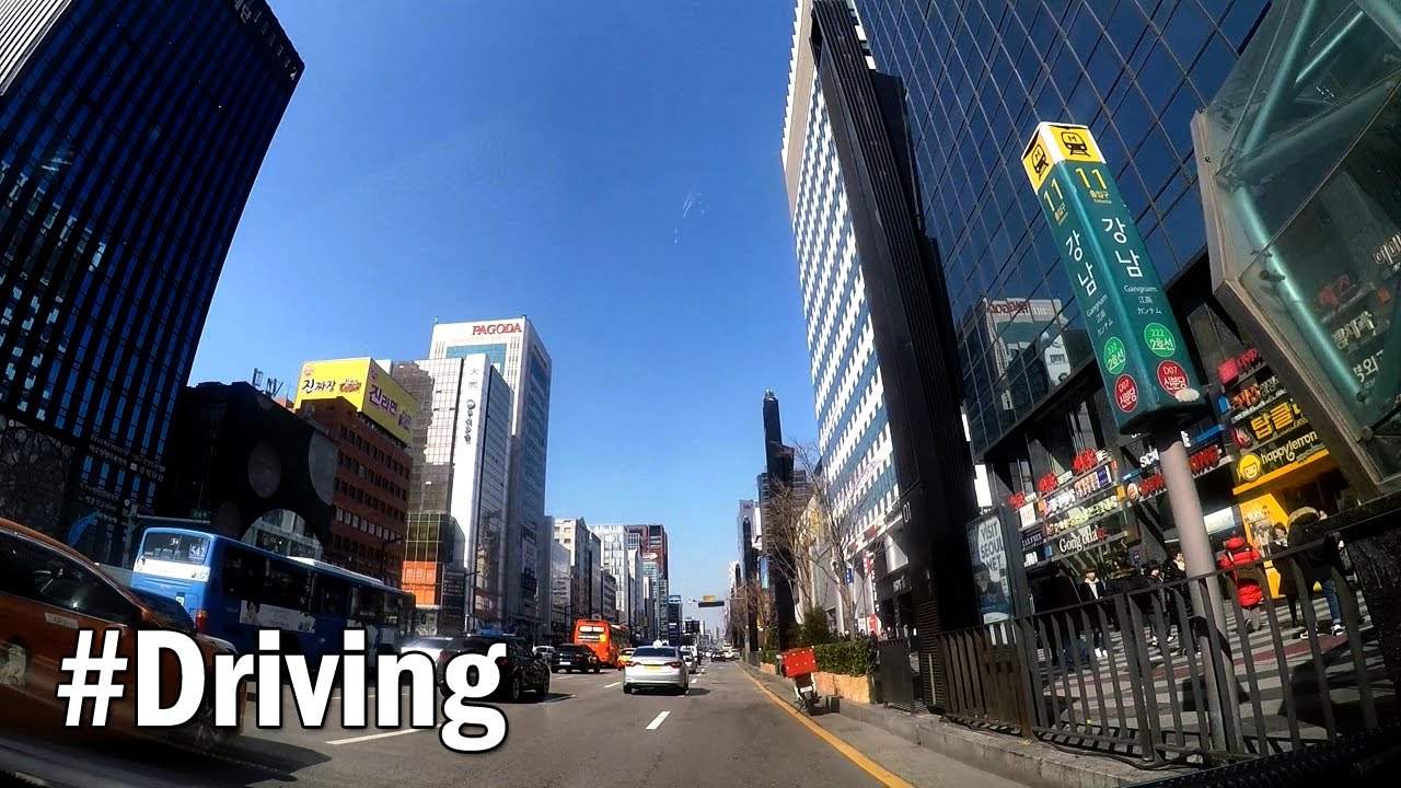 Gangnam Main Street(강남역 메인거리), Seoul, South Korea : Driving Downtown