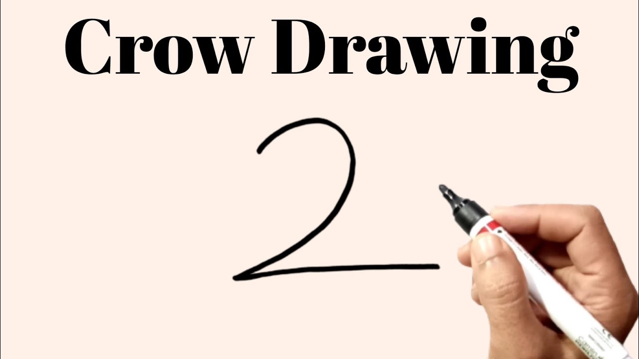 Crow Drawing Easy Step By Step | How To Draw A Crow From Number 2