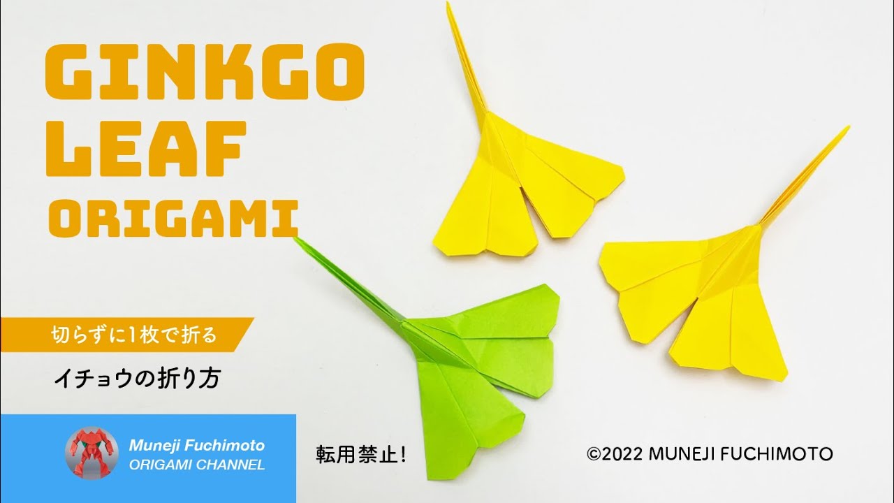 「折り紙」イチョウの葉（ginkgo leaf origami）の折り方