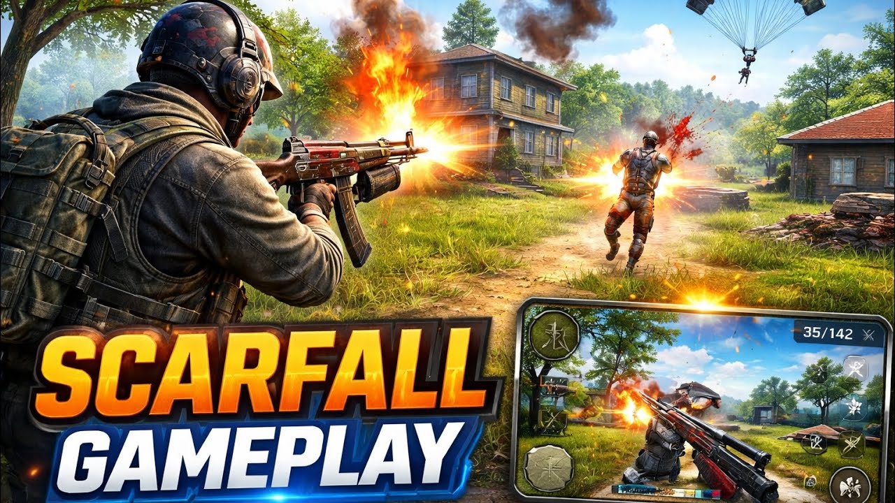 ScarFall Gameplay | Intense Battle Royale Fight 🔥 Noob to Pro Gameplay