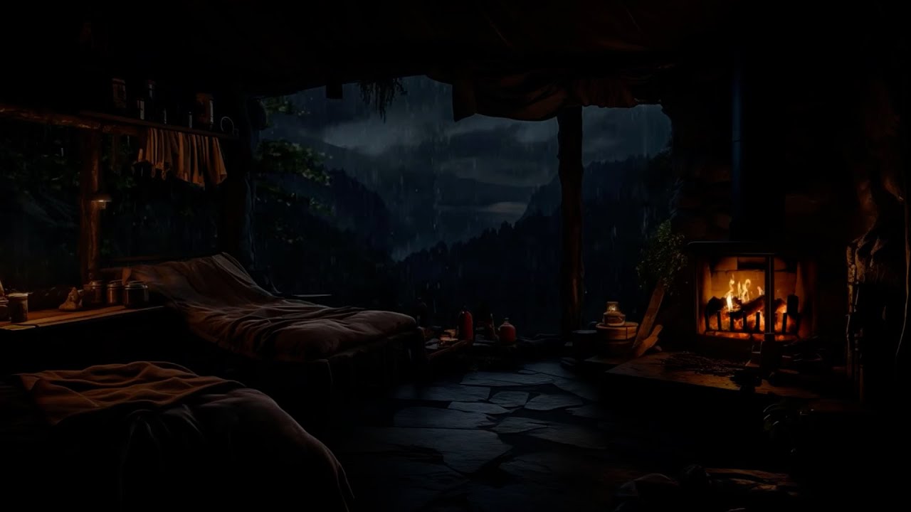Ad Free Deep Sleep in a Cozy Hideaway 🌧️ Calming Rain & Fireplace Sounds to Relax & Drift Off 🔥😴