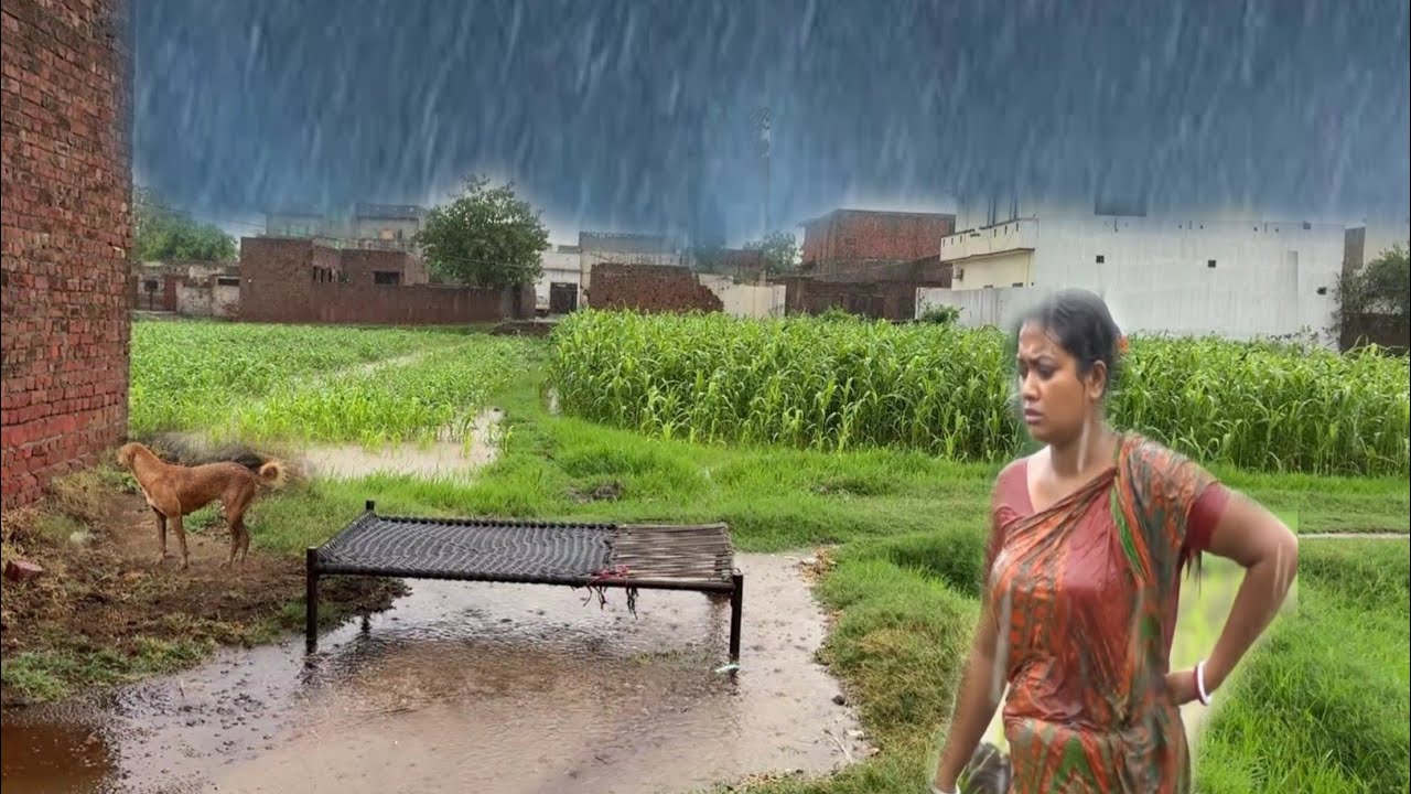 Heavy Rain in Remote Village Side Near India Pakistan Border | RainFall in Punjab