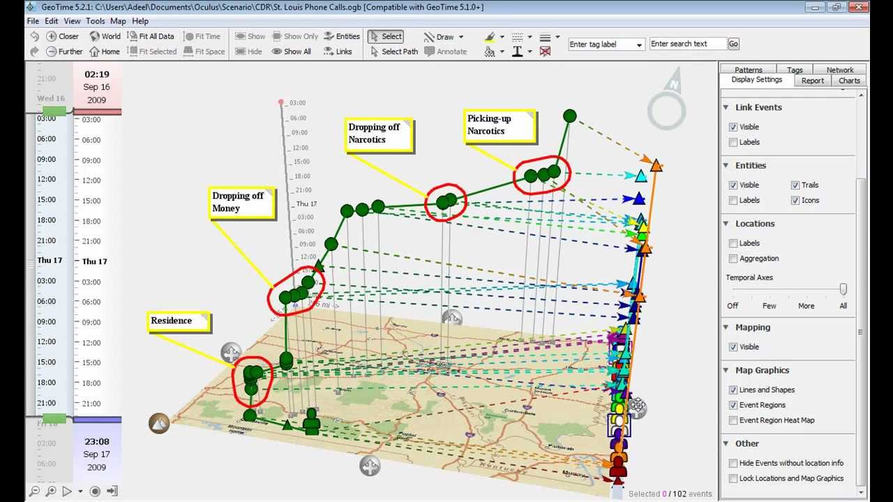 GeoTime: Cell site analysis of a suspected drug trafficker