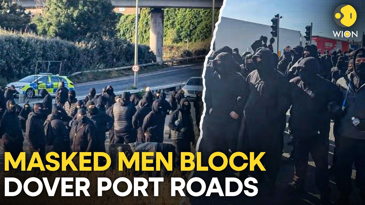 UK MIGRATION PROTEST | Masked Men Cause Traffic Disruption Near Dover Port