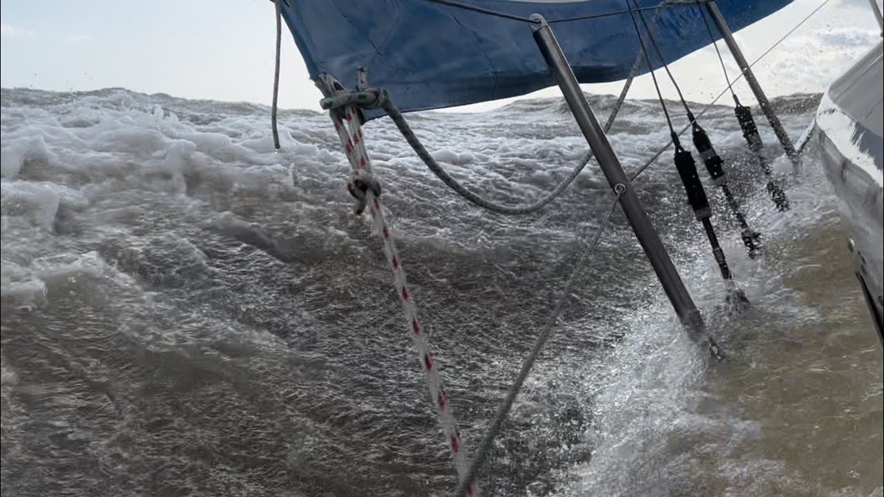 Wet and Windy passage from Lowestoft to Felixstowe on my Contessa 26 as I circumnavigate Britain