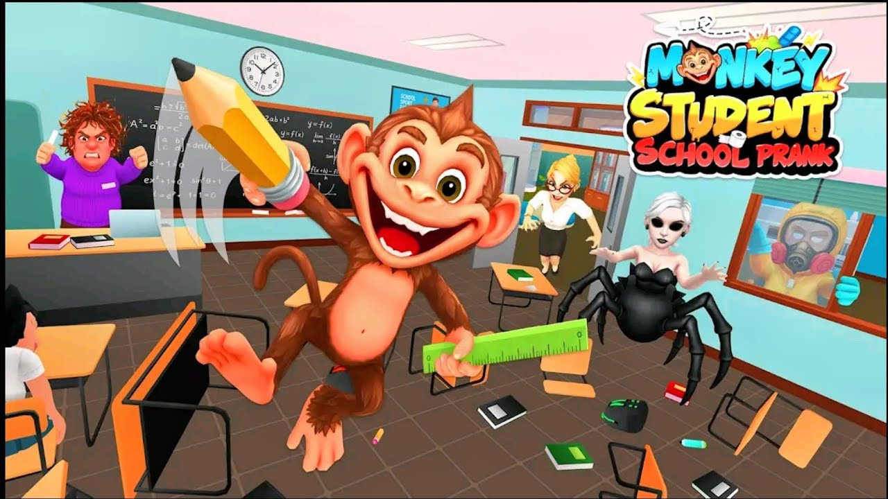 Monkey student school prank gameplay 