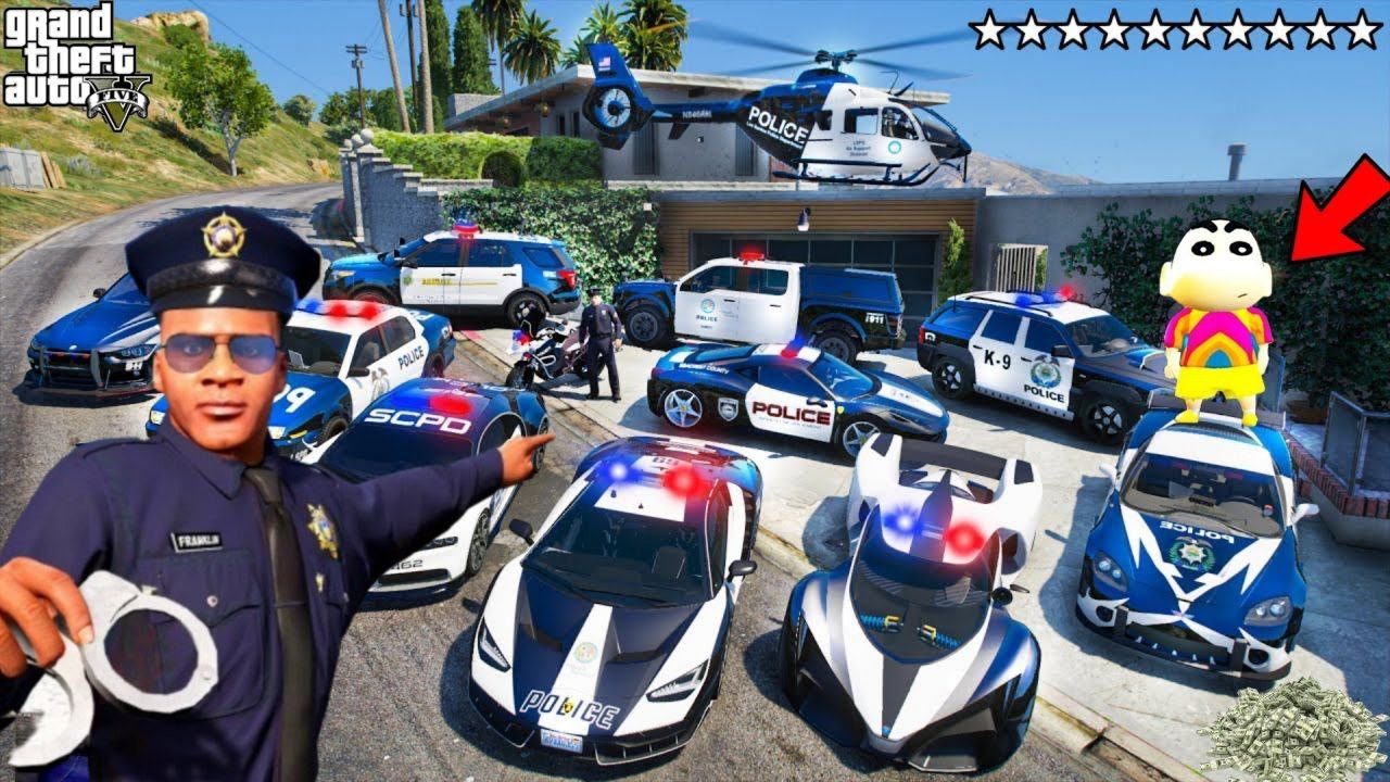 Franklin JOIN The POLICE In GTA 5 | SHINCHAN and CHOP