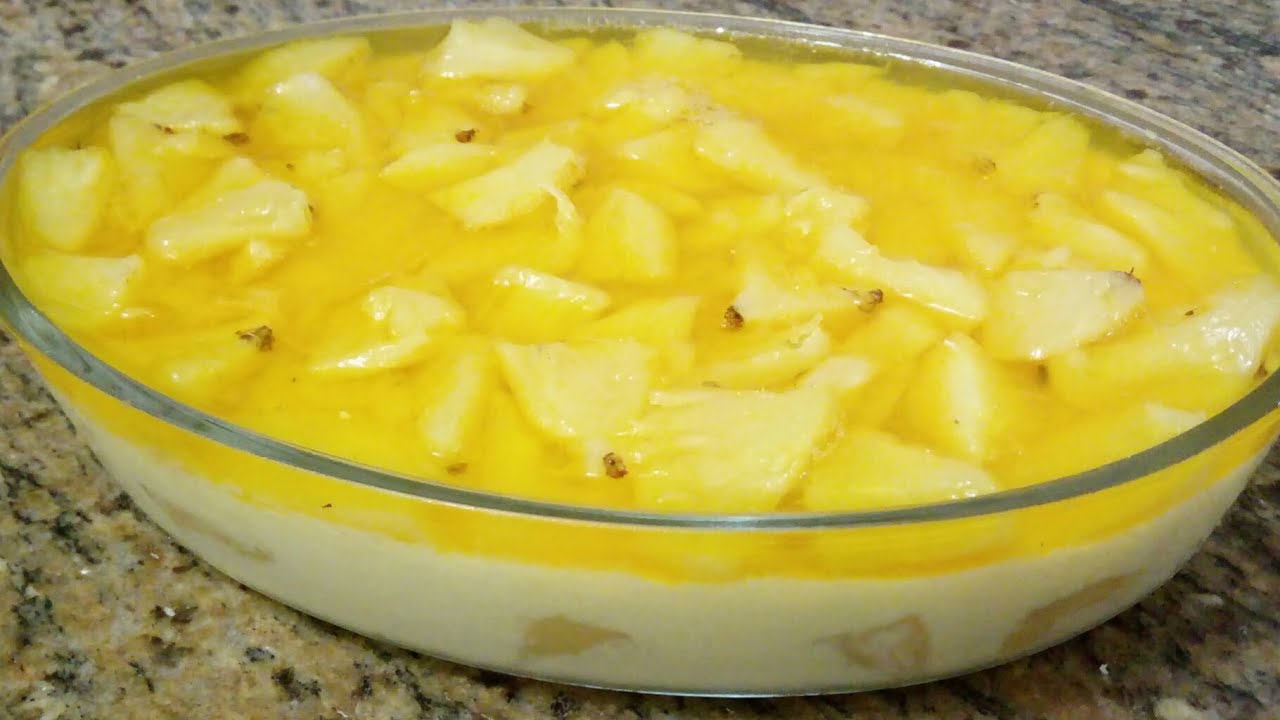 SOBREMESA GELADA DE ABACAXI, GELADO DE ABACAXI, SOBREMESA FÁCIL, DELÍCIA DE ABACAXI