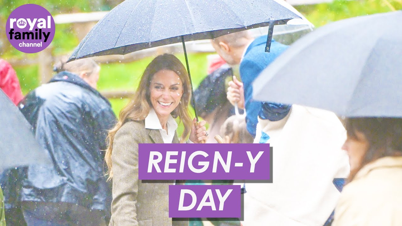 Prince and Princess of Wales Brave Heavy Rain at Natural History Museum Visit