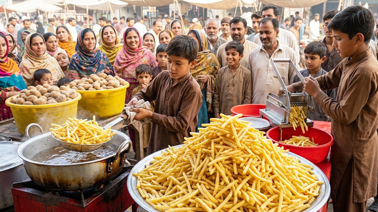 HOW TO MAKE CHICAGO & OPTP STYLE FRENCH FRIES 🍟AFGHANI BOY MAKING FRENCH FRIES | AMAZING STREET FOOD