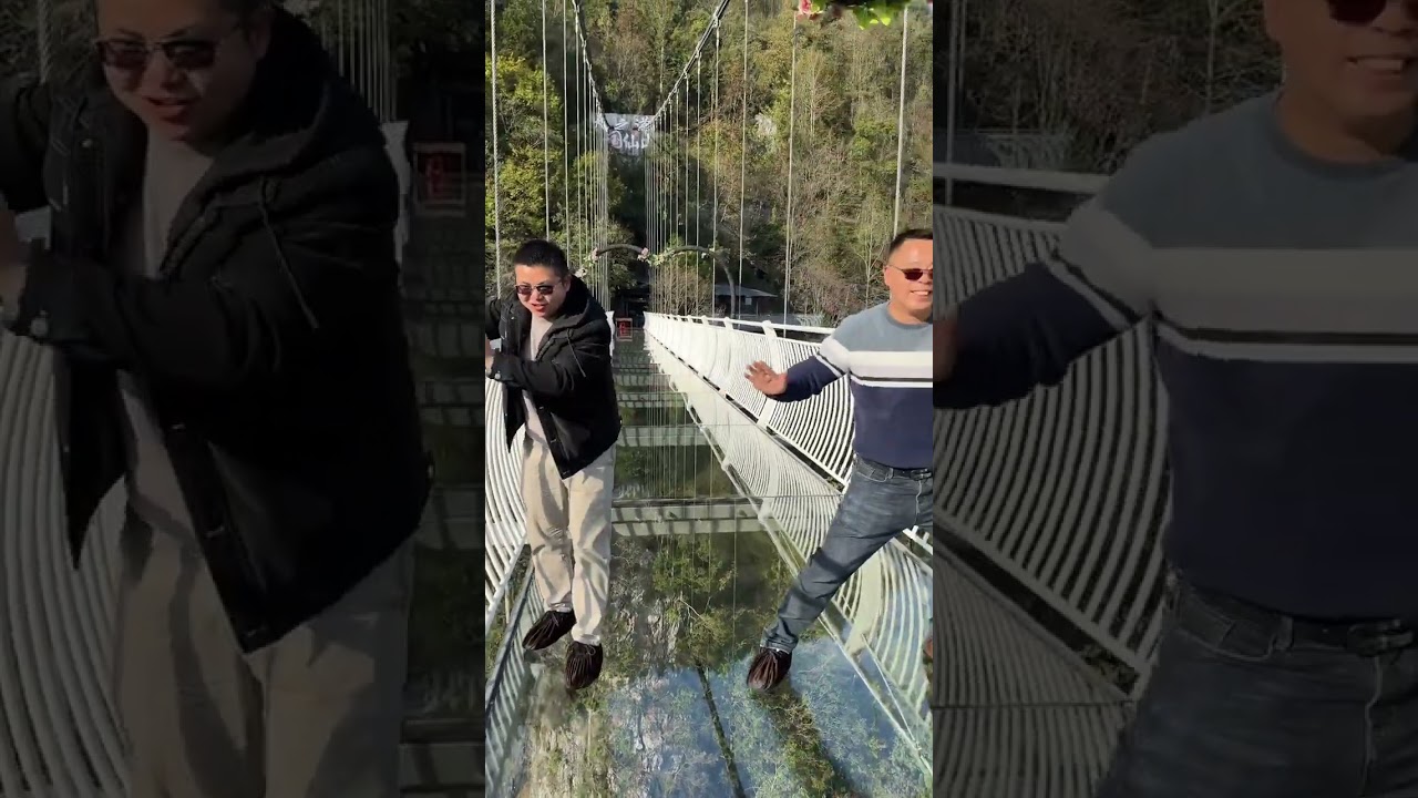 Danlu Mountain Tourism. Travel Glass Bridge. Guangxi Nandan Danlu Mountain Scenic Area 