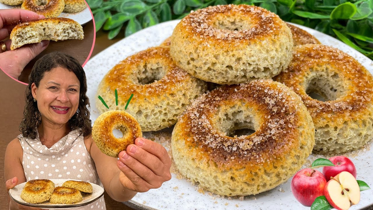 ROSQUINHA DE MAÇÃ SEM GLÚTEN, SEM LEITE e SEM AÇÚCAR 