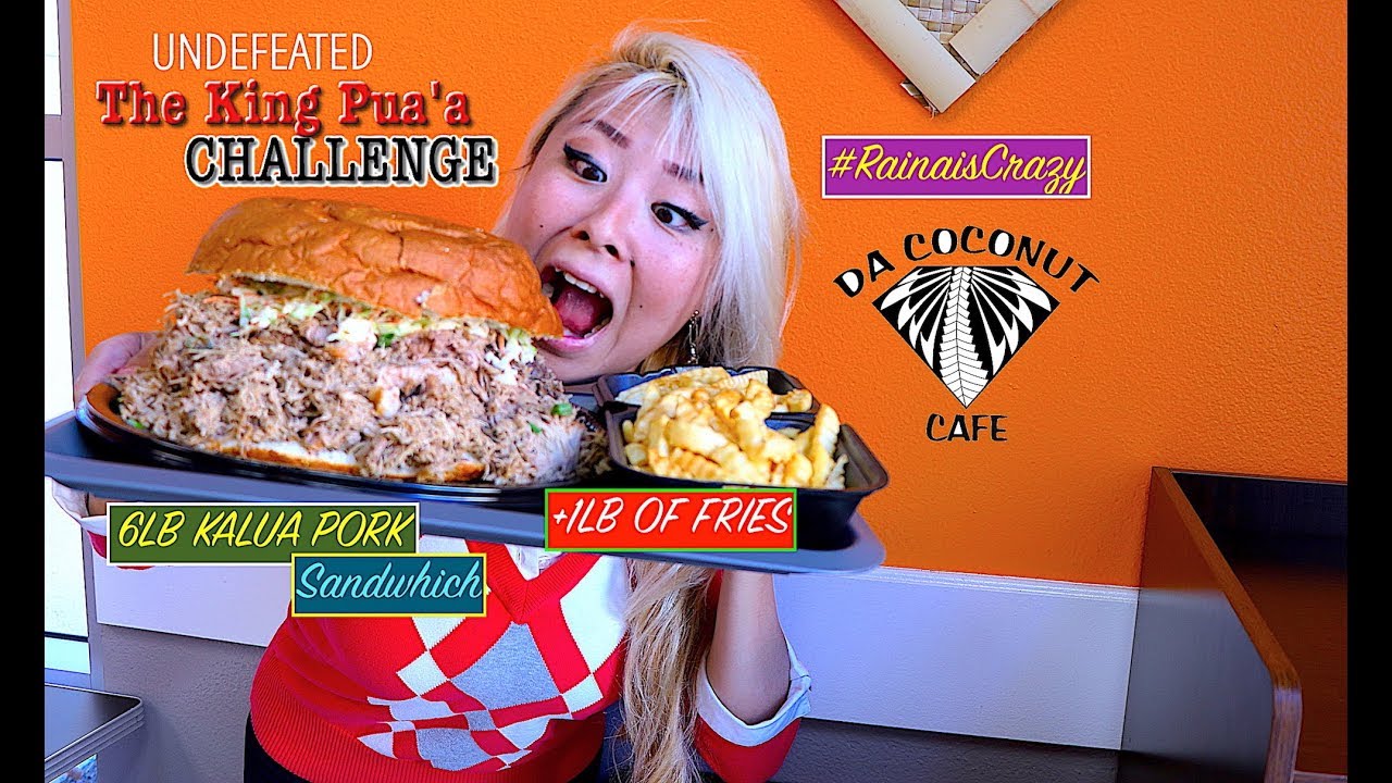 UNDEFEATED 7lb Kalua Pork Sandwhich | The King Pua'a CHALLENGE | Da Coconut Cafe | RainaisCrazy