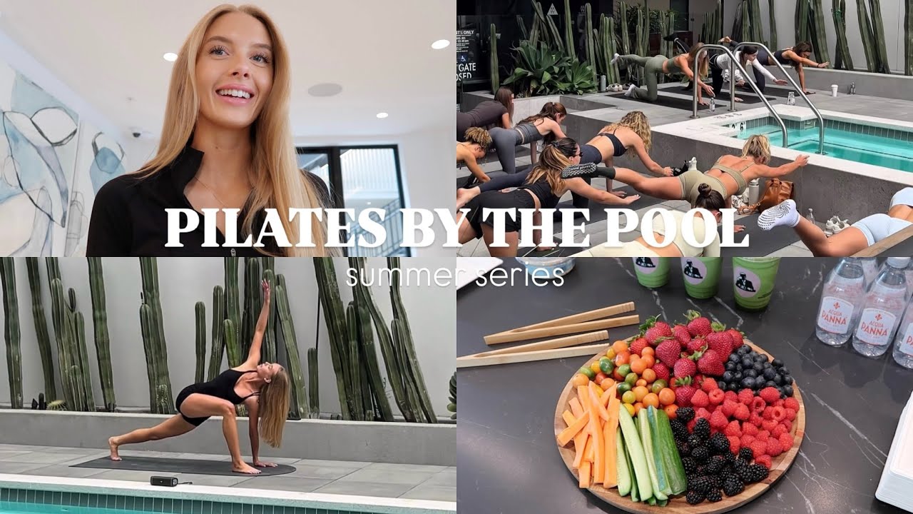 hosting a pilates event in LA | bts, chatting, pilates by the pool, etc!