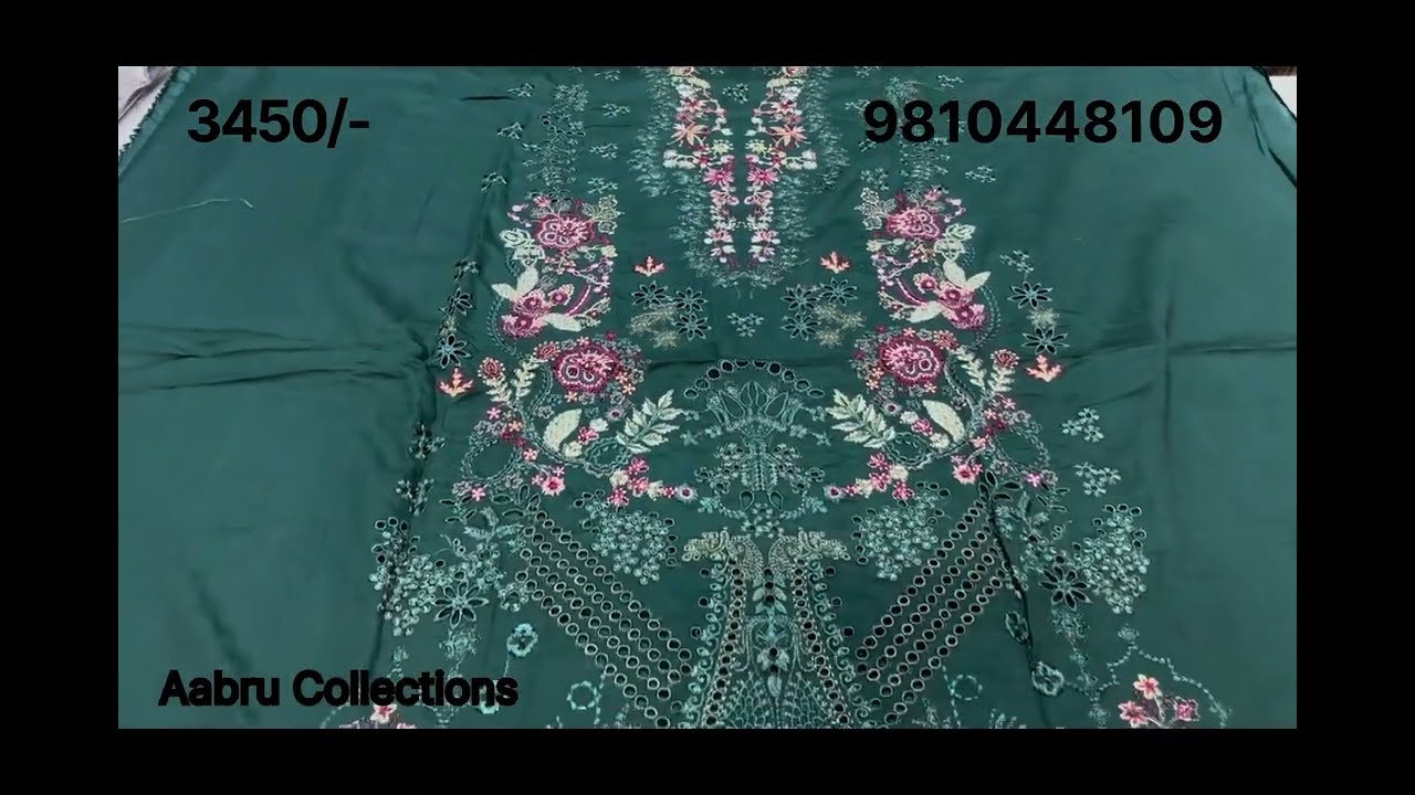 RAMSHA ANDAAZ  EMBROIDED LUXURY LAWN COLLECTION WITH  PURE CHIFFON  EMBROIDED DUPATTA.price:3450/-