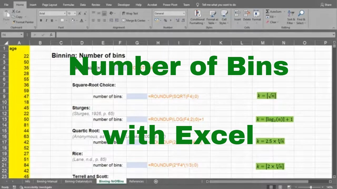 Excel - Number of Bins