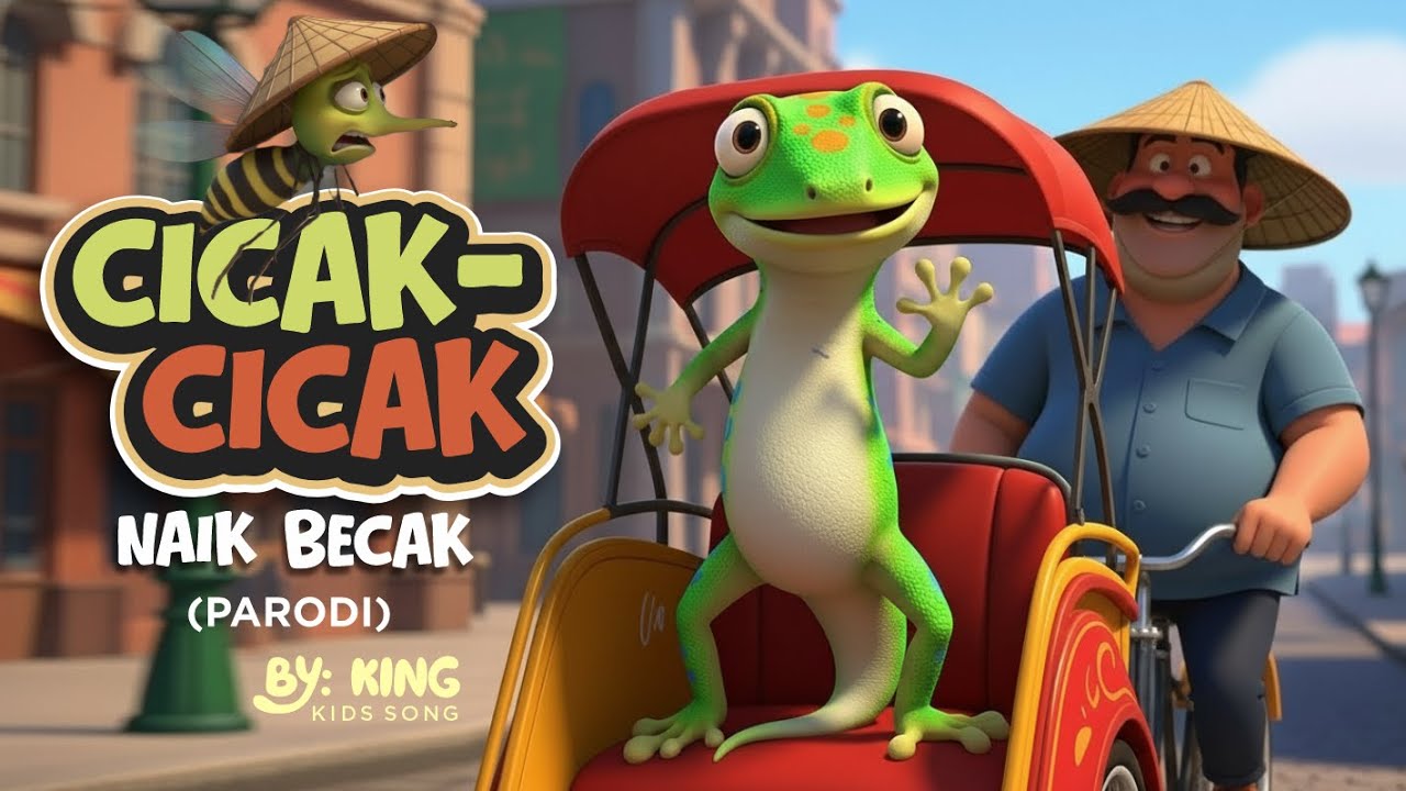 🦎 Cicak-Cicak Naik Becak Parodi Cicak-Cicak di Dinding | Lagu Komedi yang Lucu untuk Hiburan Anak