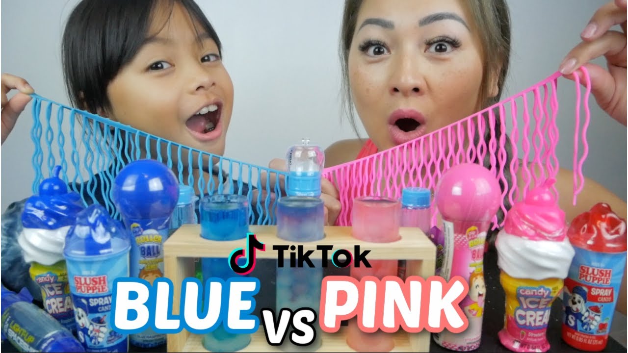 BLUE vs. PINK CANDY *Most Popular Tiktok Magic Potion, Candies Ice cream Candy & Slush Puppies |N.E