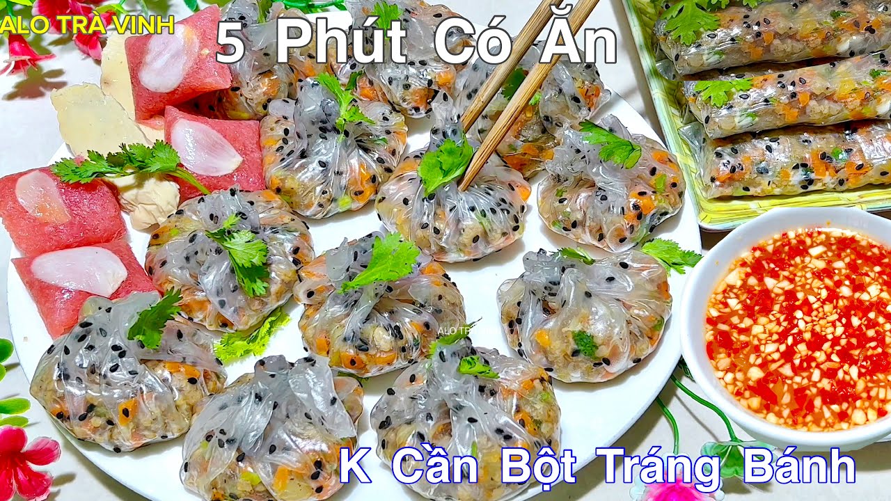 5 Phút Có Dĩa BÁNH TÚM Ngon, K Cần Pha Bột Tráng Bánh- Rice paper rolls with pork