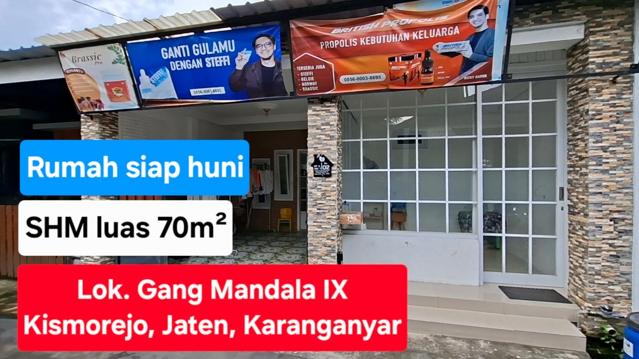 Rumah siap huni SHM luas 70m². Hrg 375jt. Lok Gang Mandala IX, Kismorejo, Jaten, Karanganyar