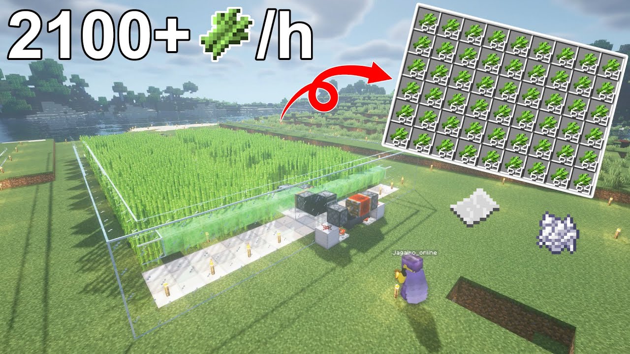 【マイクラ1.21】簡単&超高効率なサトウキビ自動収穫機の作り方解説！1時間に2100個入手！Minecraft Sugar Cane Farm Tutorial【マインクラフト/ゆっくり実況/JE】