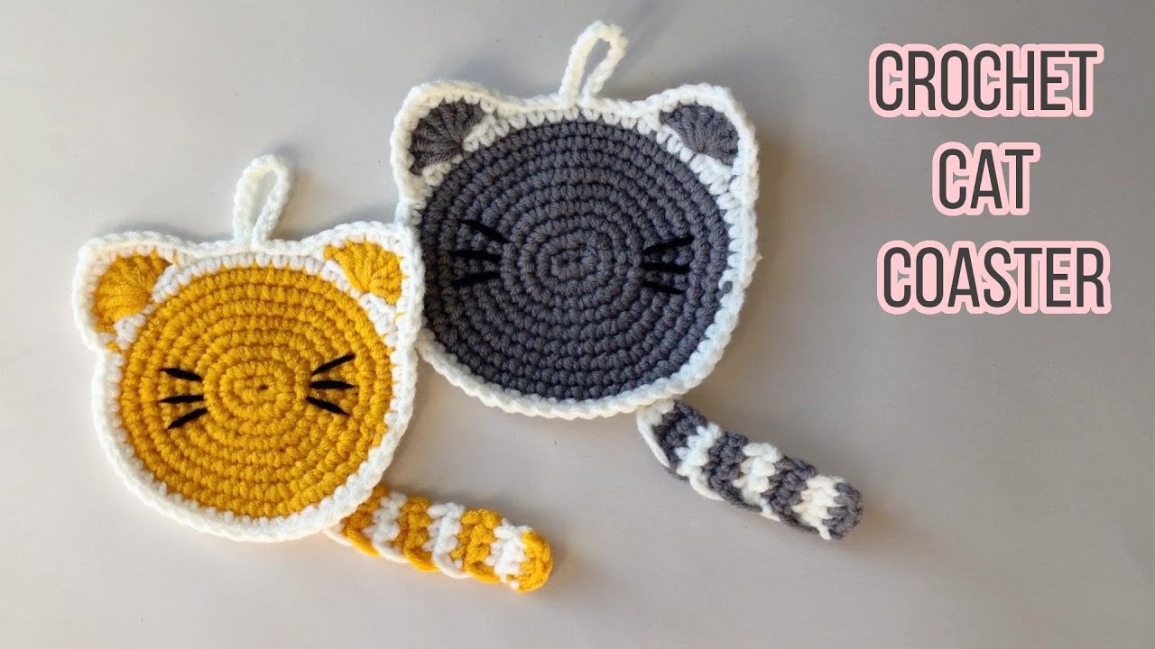 Crochet Cat Coaster | Hanging Decoration | Step by Step Tutorial