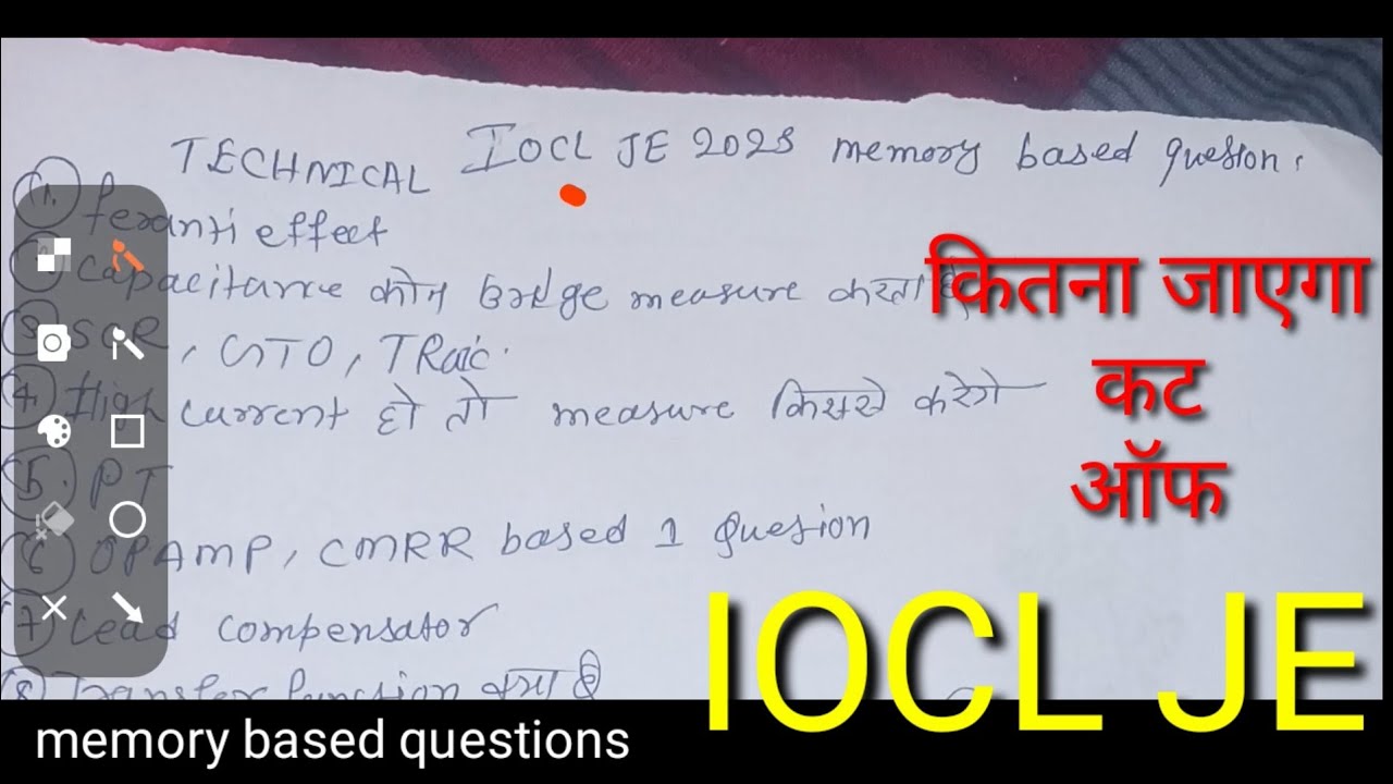 IOCL JE memory based QUESTION AND CUTT OFF कितना जाएगा gd or group tasks #iocl_je#indianoil #iocl