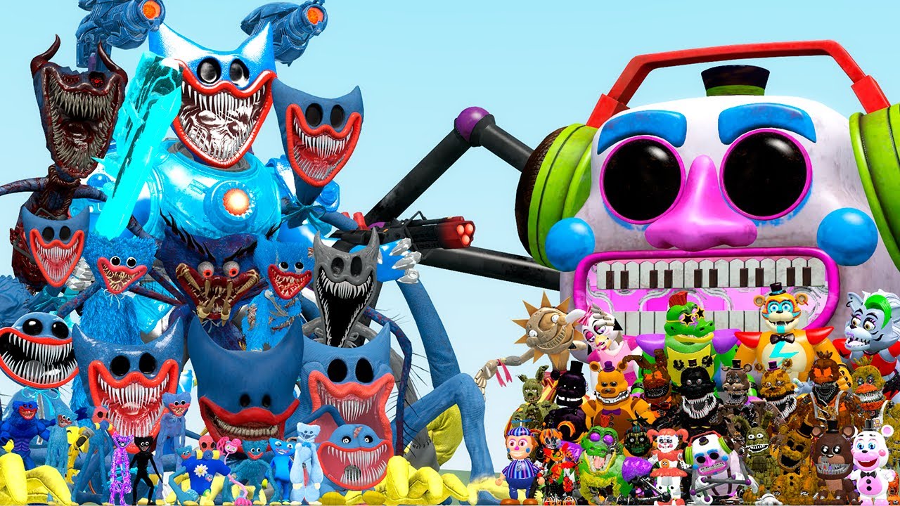 ALL HUGGY WUGGY POPPY PLAYTIME CHAPTER 5 VS 1-10 FNAF ANIMATRONICS (Garry's Mod)