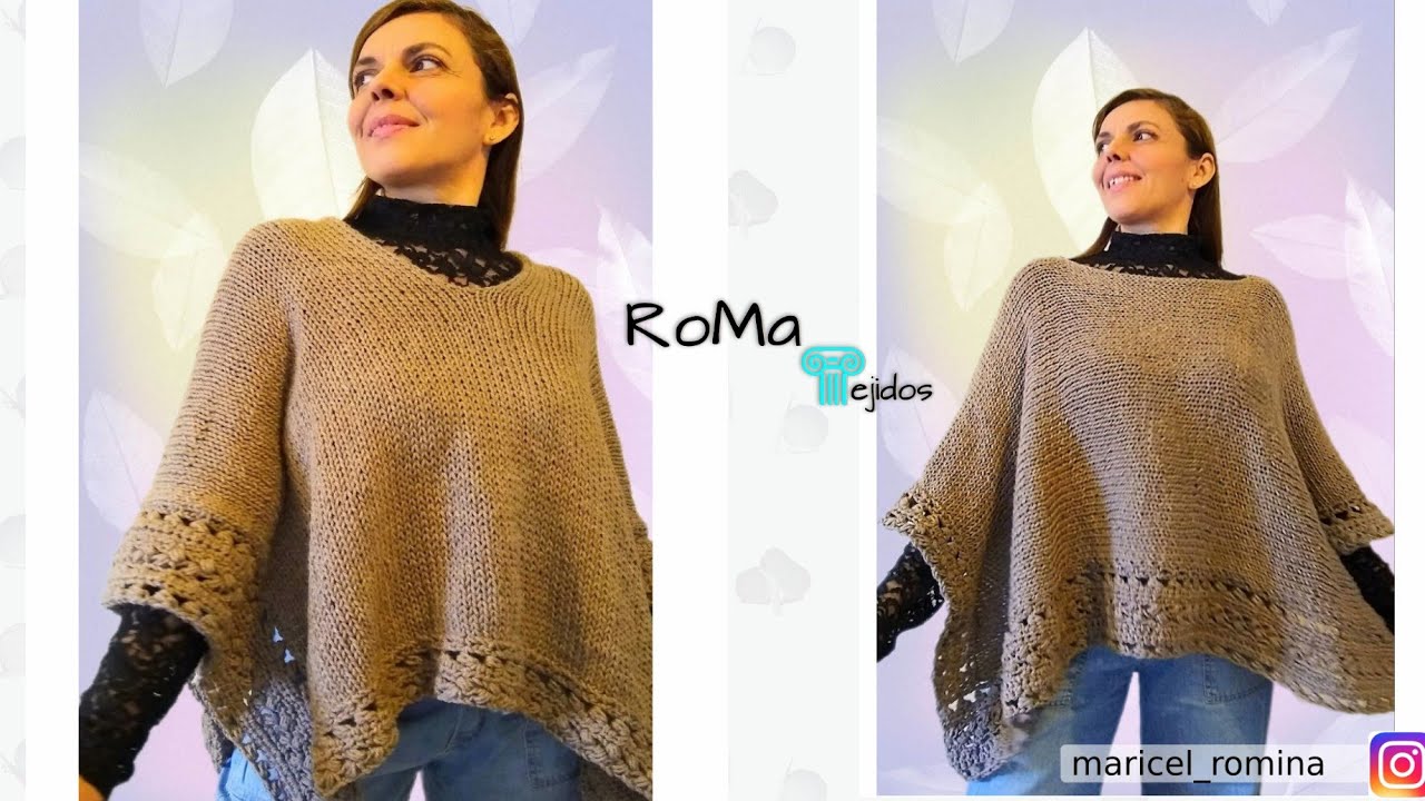 Poncho fácil en Tricot y crochet sin costuras | Capa tejida  fácil paso a paso | knit crochet DIY