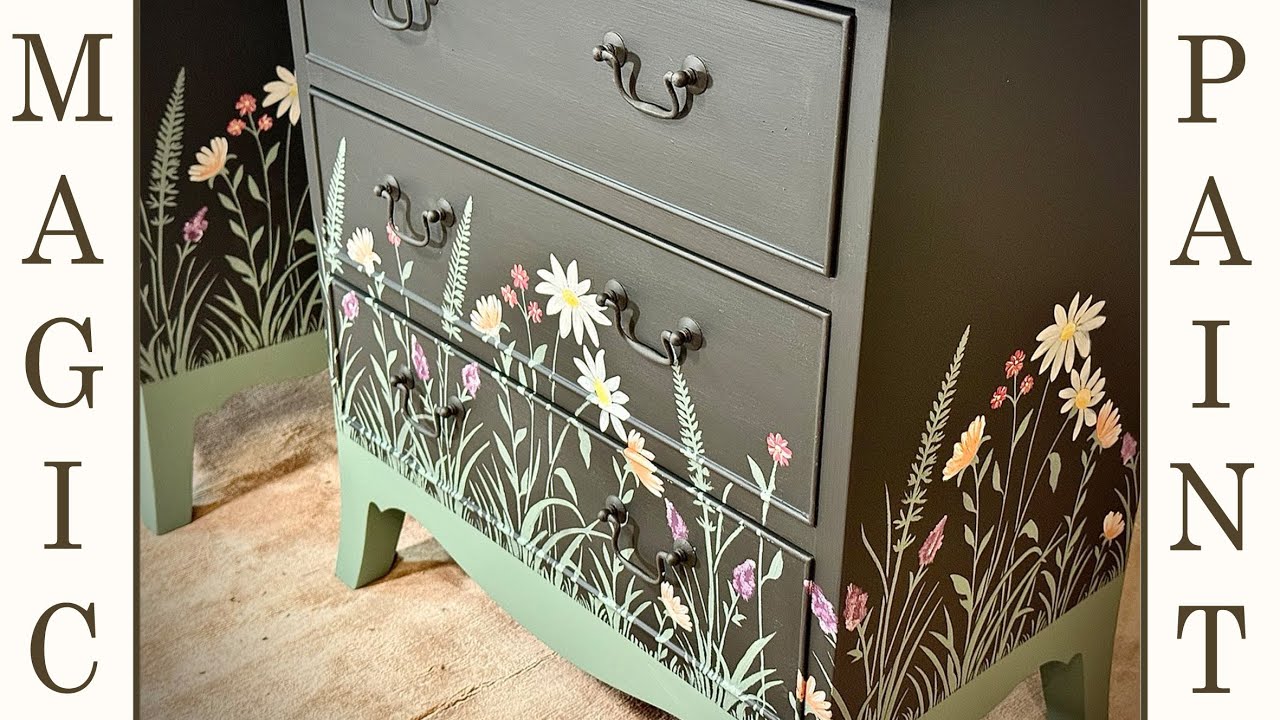 Преобразите и украсьте тумбочки с помощью цветочных трафаретов. Chalkpaint DIY Elisa&MagicPaint