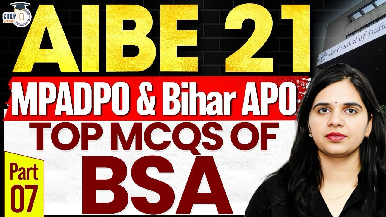 Most Important Mcqs of BSA 2023 for AIBE 21, MPADPO, Bihar APO and All state Judiciary | mcqs of BSA