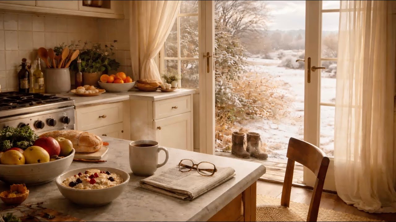 Cozy Winter Kitchen ☕ | Morning Ambience for Study & Focus