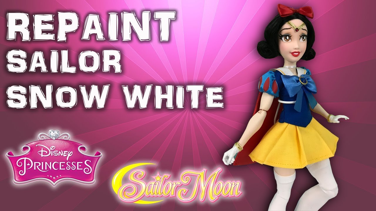 Custom SAILOR PRINCESS SNOW WHITE doll repaint TUTORIAL [ Disney Princess Sailor Moon mashup ]
