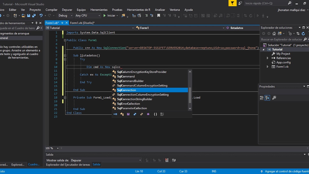 Conectar vb.net a una base de SqlServer