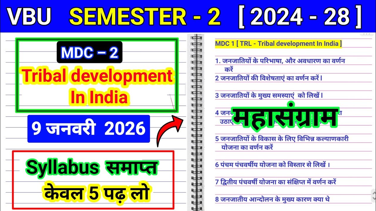 Sem 2 MDC 2  TRL Tribal Development in India important questions janjatiyo ki paribhasha bc centre 