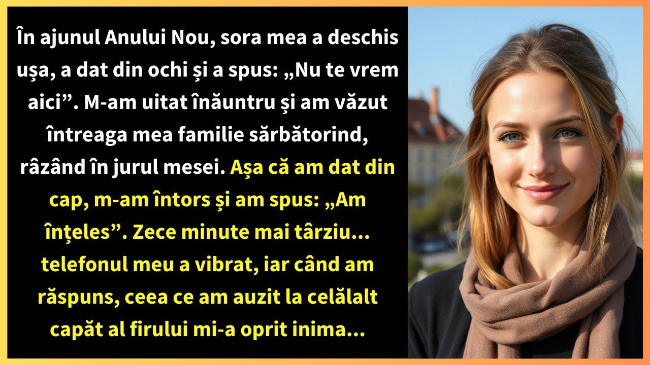 În ajunul Anului Nou, sora mea a deschis ușa, a dat din ochi și a spus: „Nu te vrem aici”.