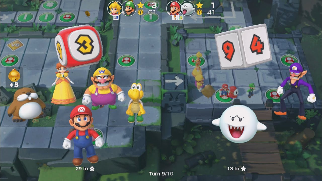 Super Mario Party - Mario & Boo vs Peach & Luigi - Domino Ruins Treasure Hunt
