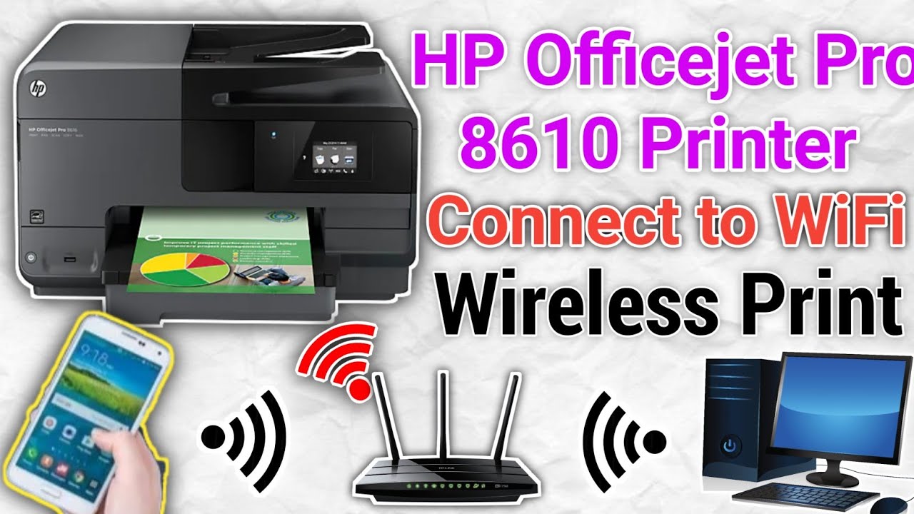 How to connect HP Officejet Pro 8610 Printer to WiFi.Wireless print on windows and smartphone-iPhone
