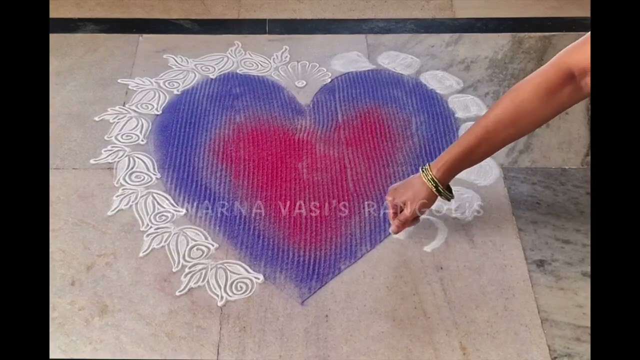 Easy Heart Shape Rangoli for Beginners✨  #valentinesday #easyrangoli #rangoli #rangolidesigns #art