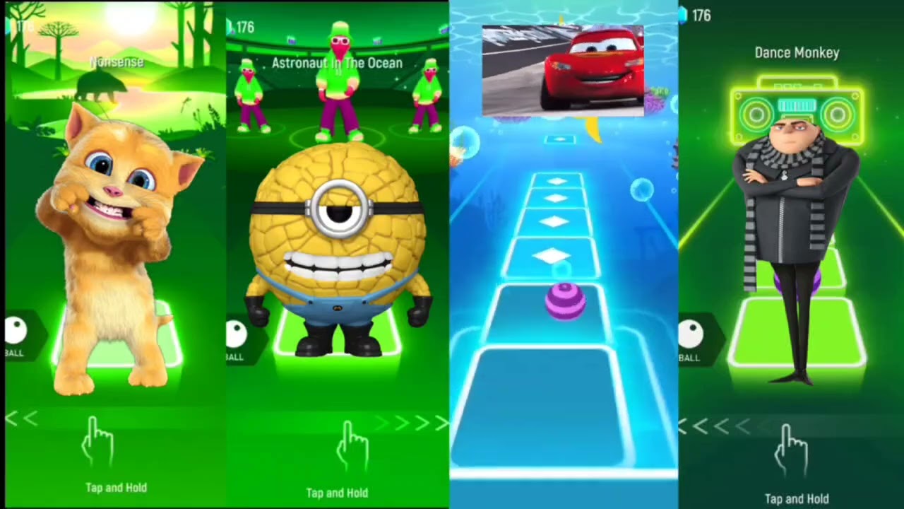 Tiles Hop With PawPaw! | Tom and Minions and SimpsonsTrending Music + Epic Neon Effects
