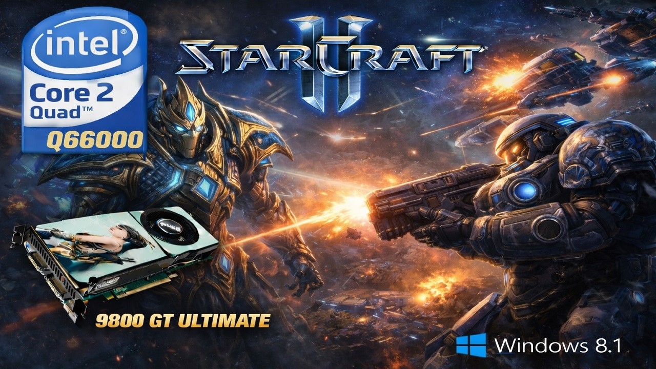 Starcraft II on Core 2 Quad Q6600 2.83GHz 9800 GT Ultimate 1080p Medium