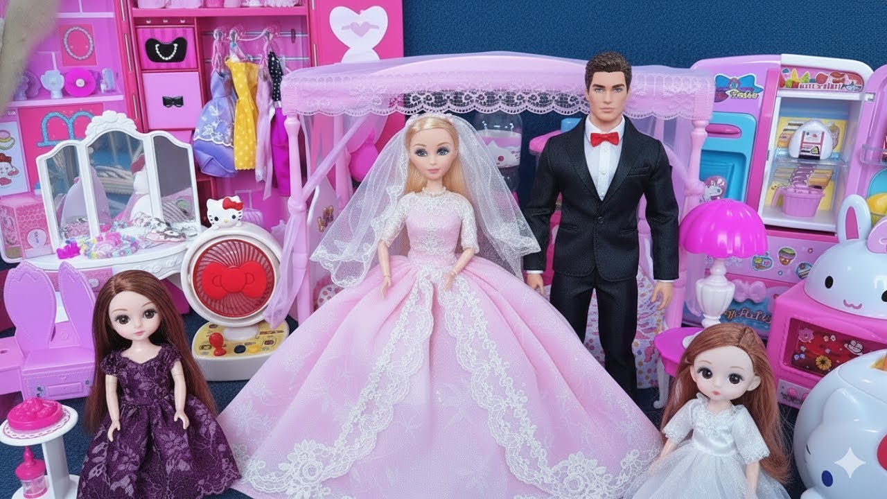 8 minutos de satisfacción con el unboxing del set de dormitorio de la princesa Barbie ASMR | Reseña