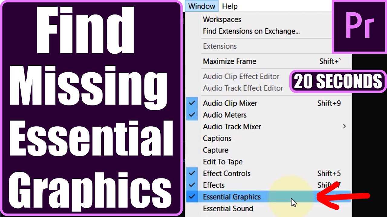 Brak panelu Essential Graphics w Premiere Pro