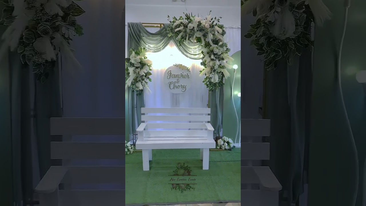 Sage green color motif #backdrop #party #simplebackdrop #wedding #sagegreen #simpleweddingbackdrop