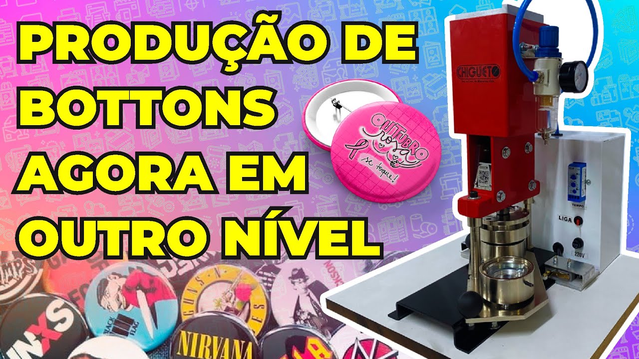 Prensa de Bottons Pneumática Chigueto - Veja ela em funcionamento - Nova Máquina da minha Gráfica!