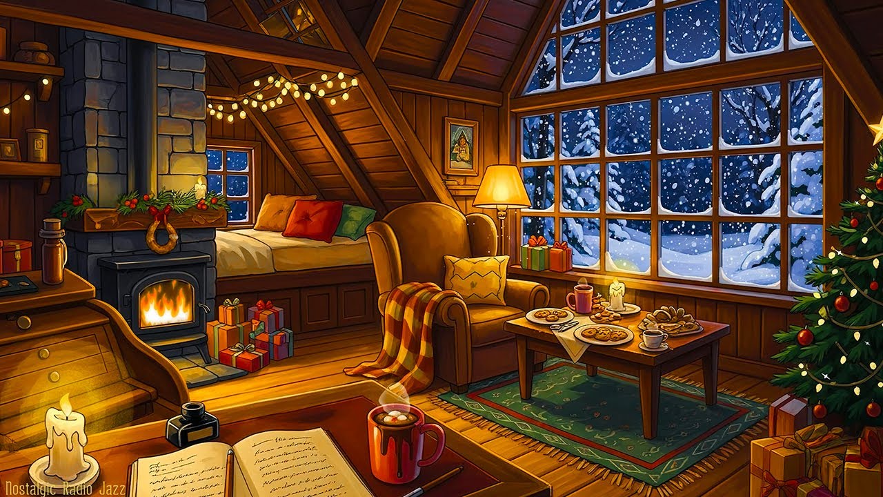 ❄️silent snowy winter night | cozy 1950s  ambience with soft vintage oldies for relax & reading nook