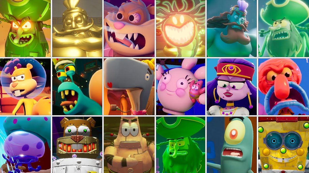 SpongeBob Trilogy &ndash; All Bosses (Titans of the Tide, Cosmic Shake, Battle for Bikini Bottom)