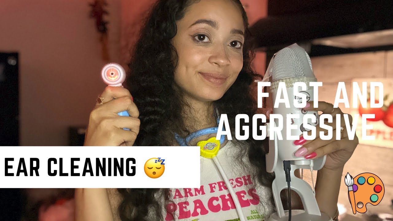 ASMR- FAST AND AGGRESSIVE EAR CLEANING ROLEPLAY ( SPIT PAINTING) 🖼️